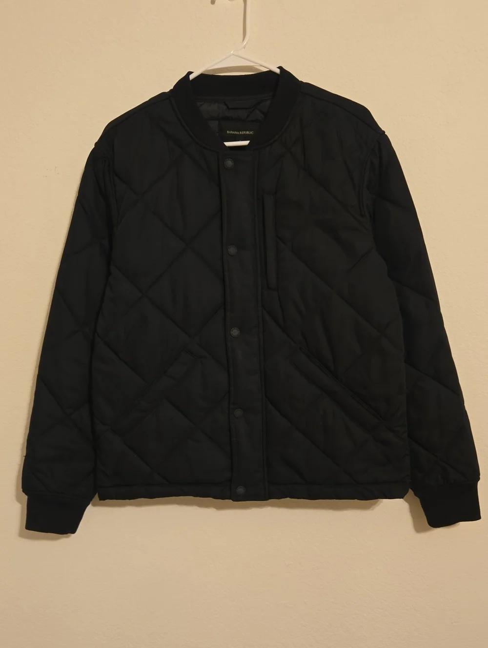 Banana Republic Quilted Bomber Jacket - Black - Small